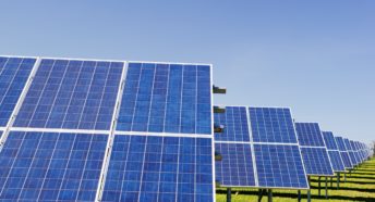 Solar panels on a field