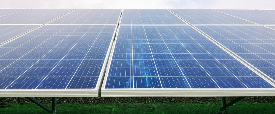 Solar panels in a field